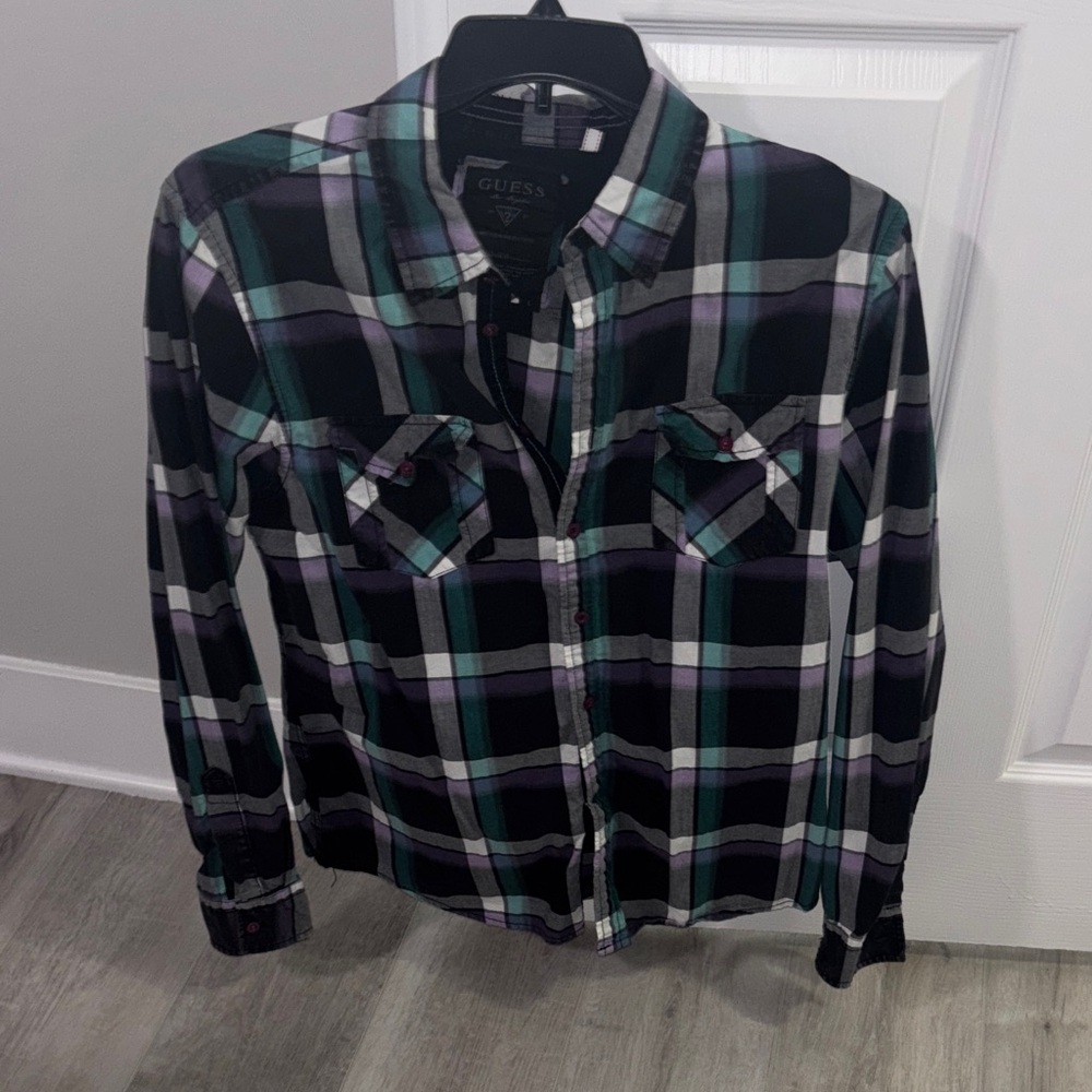 Guess Men's Casual Plaid Shirt